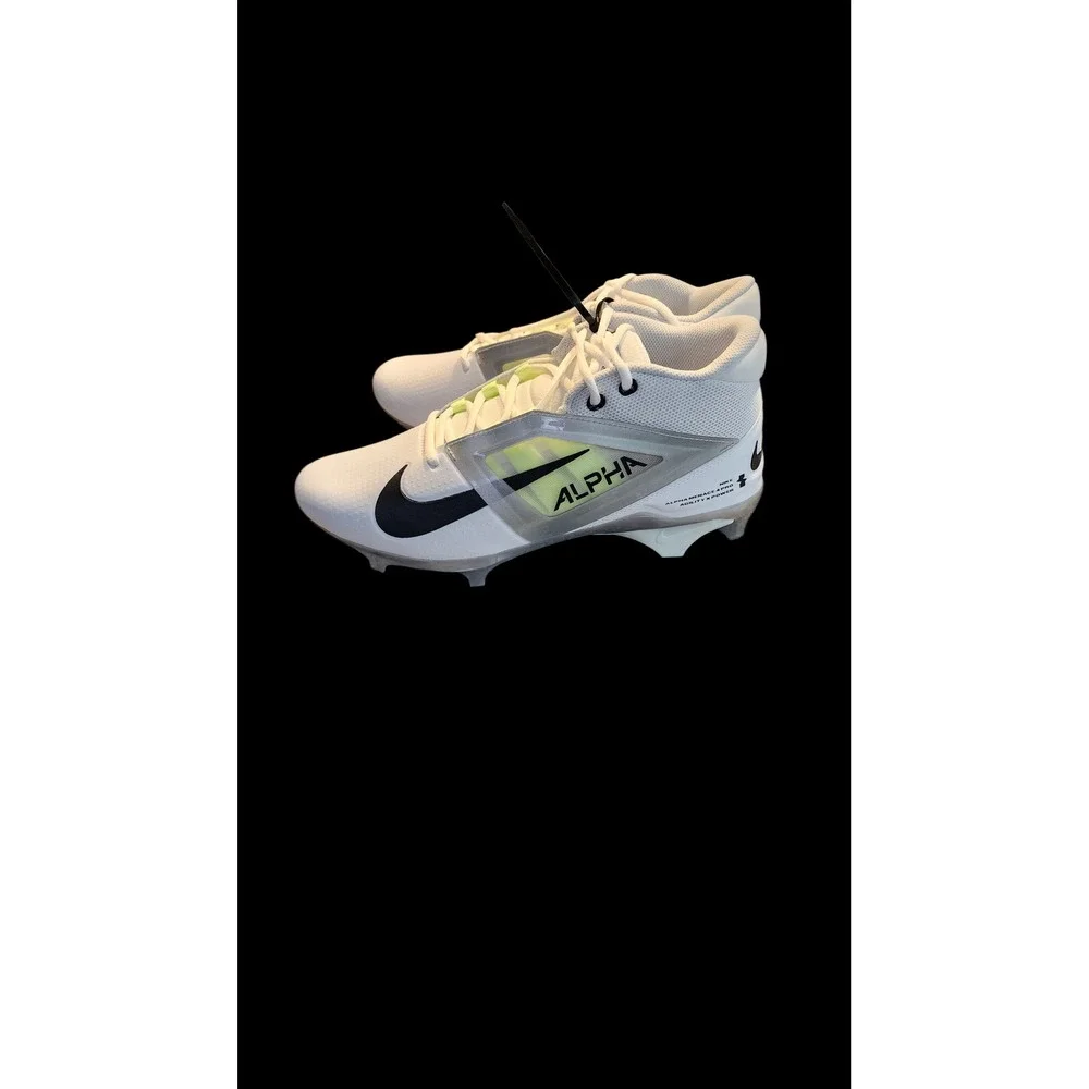 Nike Alpha Menace 4‎ Pro Mens 11.5 White Black Cleats LIKE NEW Football